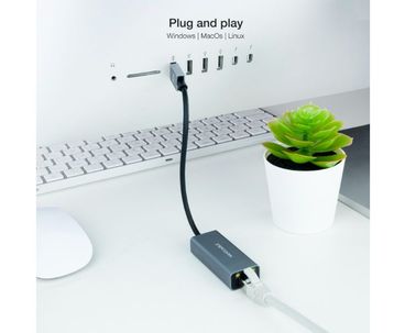 CONVERSOR USB 3.0 A ETHERNET GIGABIT 10/100/1000 Mbps 15 CM GRIS NANOCABLE